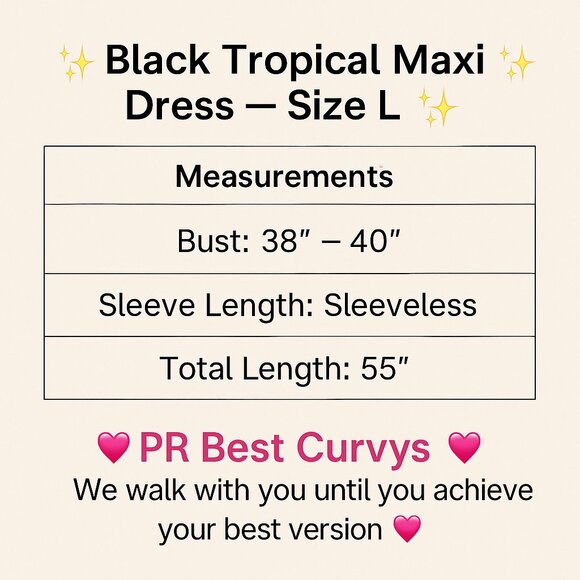 Black Tropical Maxi Dress – Size L – Elegant & Fresh Summer Look (Worn Once) - Picture 4 of 4